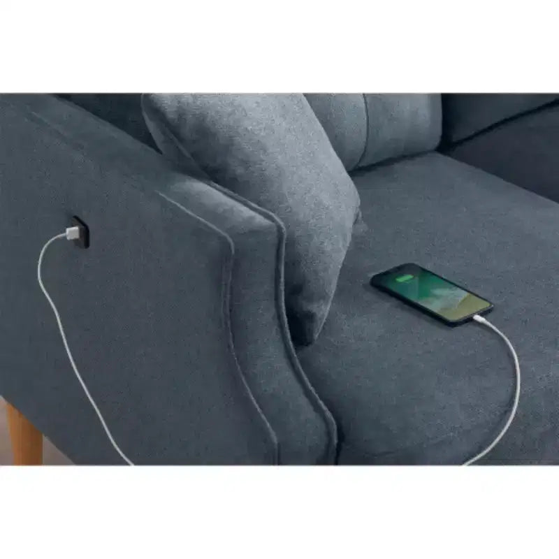 Canapé 3 places en tissu imperméable avec port de chargement USB