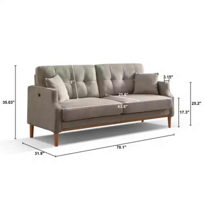 Canapé 3 places en tissu imperméable avec port de chargement USB
