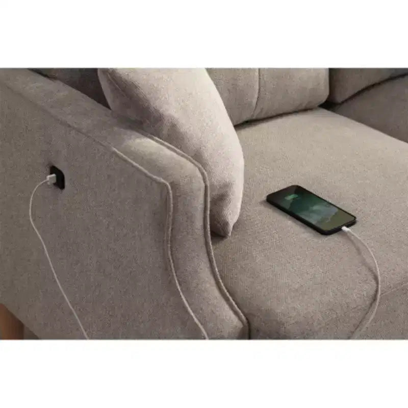 Canapé 3 places en tissu imperméable avec port de chargement USB