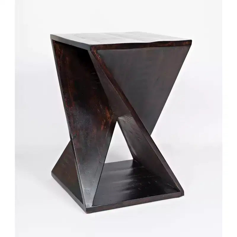 Table moderne en bois de manguier massif, pieds inclinés - Marron