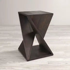 Table moderne en bois de manguier massif, pieds inclinés - Marron