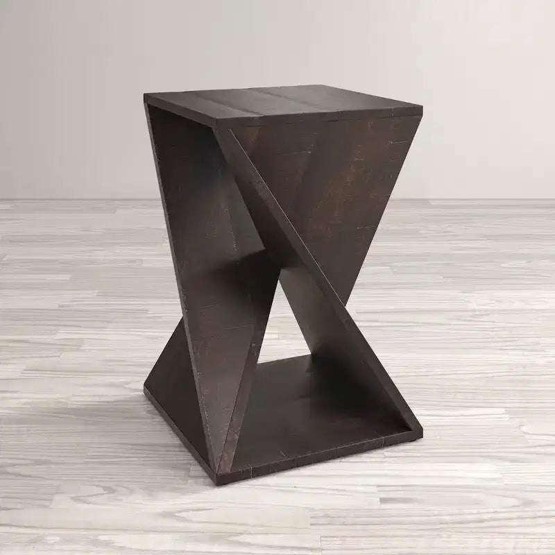 Table moderne en bois de manguier massif, pieds inclinés - Marron