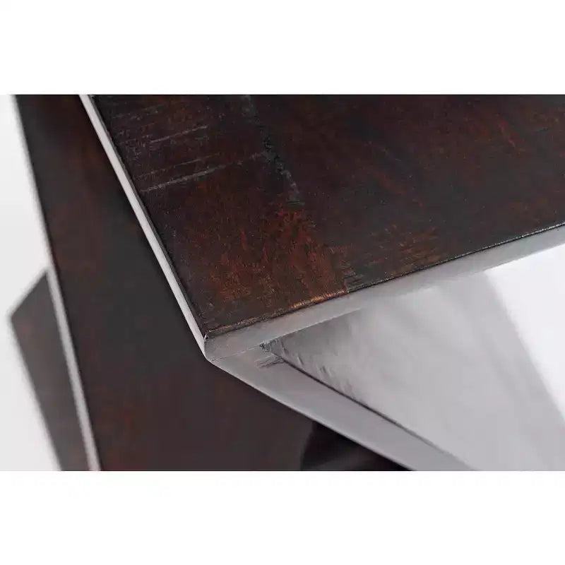 Table moderne en bois de manguier massif, pieds inclinés - Marron