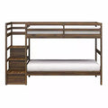 Max & Finn Zaire Twin over Twin Wood Bunk Bed with Shelf Stairs