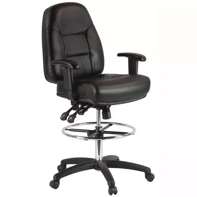 HARWICK PREMIUM LEATHER DRAFTING CHAIR WITH ARMS