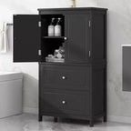 Meuble de Rangement Salle de Bain, Armoire avec Deux Portes, Tiroirs et Étagère Réglable
