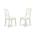 HomeStock Boston Dinette Chairs Faux Leather Linen White Set of 2