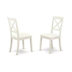 HomeStock Boston Dinette Chairs Faux Leather Linen White Set of 2