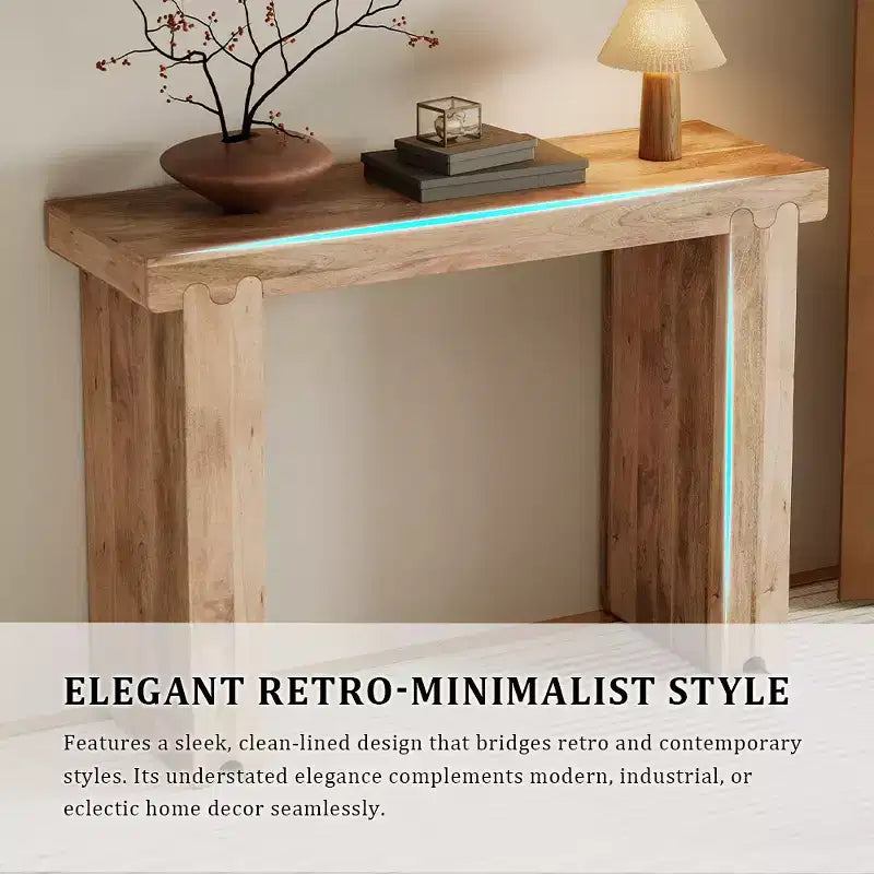 Console et table d'appoint d'entrée en bois de manguier de style ferme minimaliste avec plateau épaissi