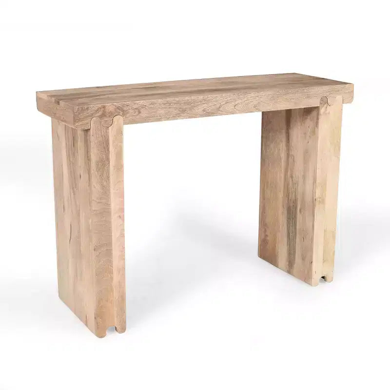 Console et table d'appoint d'entrée en bois de manguier de style ferme minimaliste avec plateau épaissi
