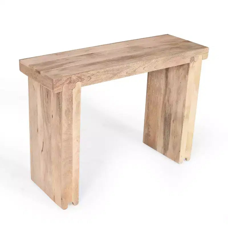 Console et table d'appoint d'entrée en bois de manguier de style ferme minimaliste avec plateau épaissi
