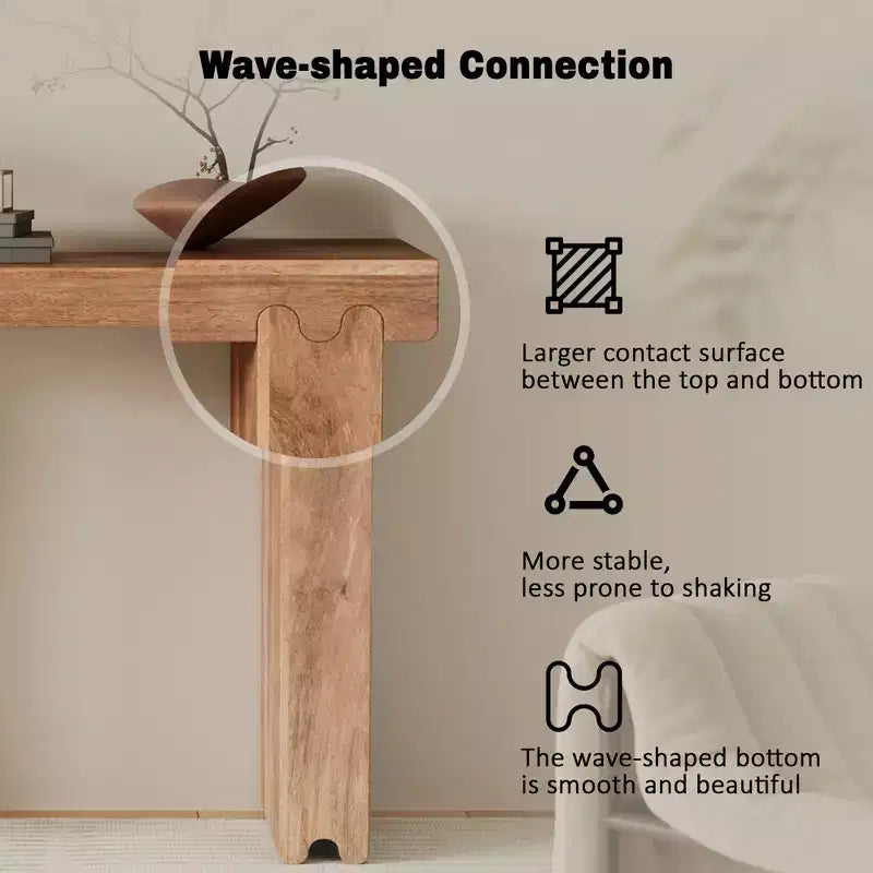 Console et table d'appoint d'entrée en bois de manguier de style ferme minimaliste avec plateau épaissi