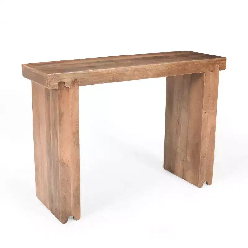 Console et table d'appoint d'entrée en bois de manguier de style ferme minimaliste avec plateau épaissi