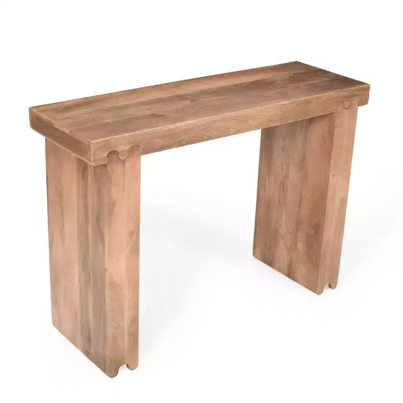 Console et table d'appoint d'entrée en bois de manguier de style ferme minimaliste avec plateau épaissi