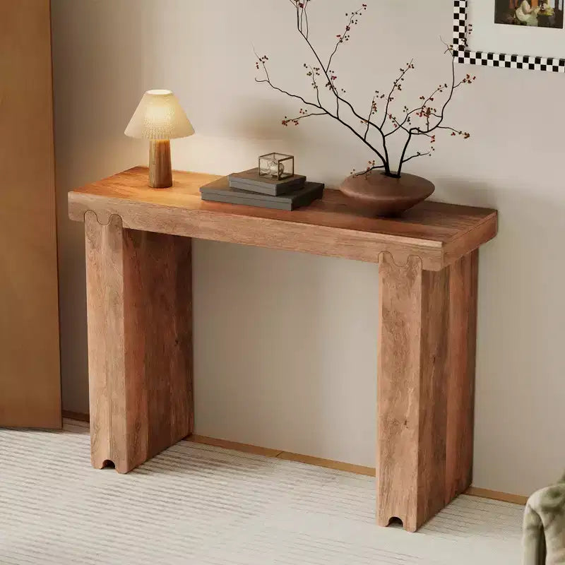 Whisen Minimalist Farmhouse Mango Wood Console Table & Entryway Side Table with Thickened Tabletop