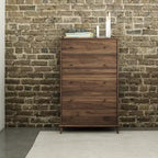 Commode en bois à 5 tiroirs – Grand coffre de rangement pour chambre à coucher avec tiroirs à glissière fluide