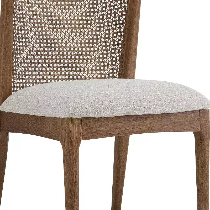 Chaise de salle à manger en hévéa avec dossier en rotin