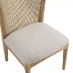 Chaise de salle à manger en hévéa avec dossier en rotin