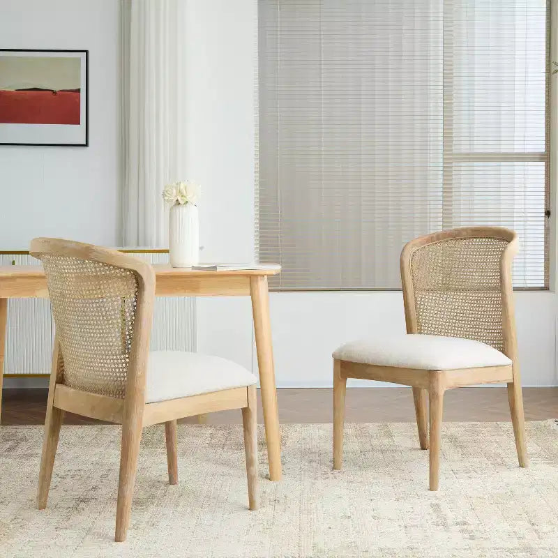Christopher Knight Home Whim Rubber Wood Dining Chair with Rattan Back