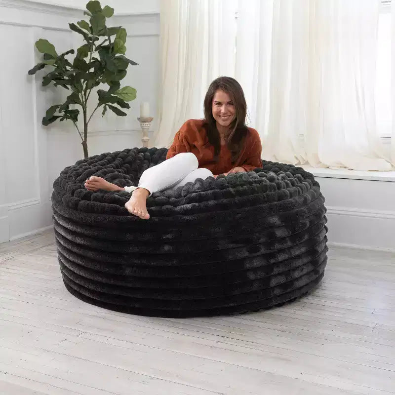 Jaxx 5 Foot Saxx Bean Bag Chair for Adults - Luxe Faux Fur