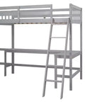 Lit mezzanine en forme de L en bois, taille double, avec échelle et 2 bureaux intégrés en forme de L, 119''L 79.5''W