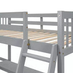 Lit mezzanine en forme de L en bois, taille double, avec échelle et 2 bureaux intégrés en forme de L, 119''L 79.5''W