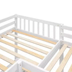 Lit mezzanine en forme de L en bois, taille double, avec échelle et 2 bureaux intégrés en forme de L, 119''L 79.5''W
