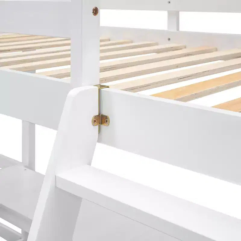 Lit mezzanine en forme de L en bois, taille double, avec échelle et 2 bureaux intégrés en forme de L, 119''L 79.5''W
