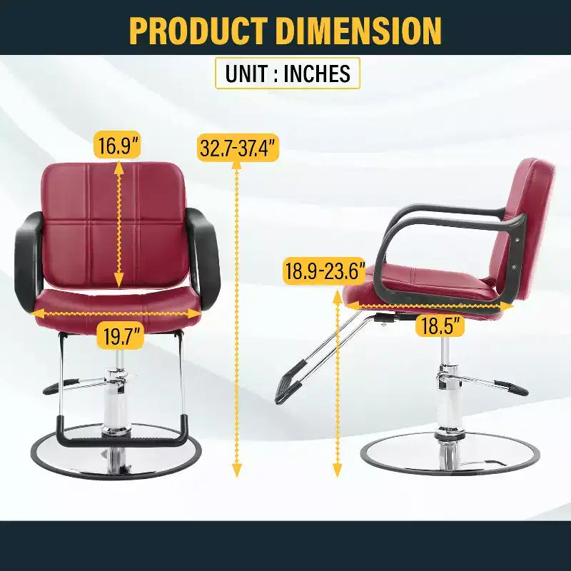 Fauteuil de Barbier Professionnel Fauteuil de Salon Pompe Hydraulique Robuste avec Base Pivotante