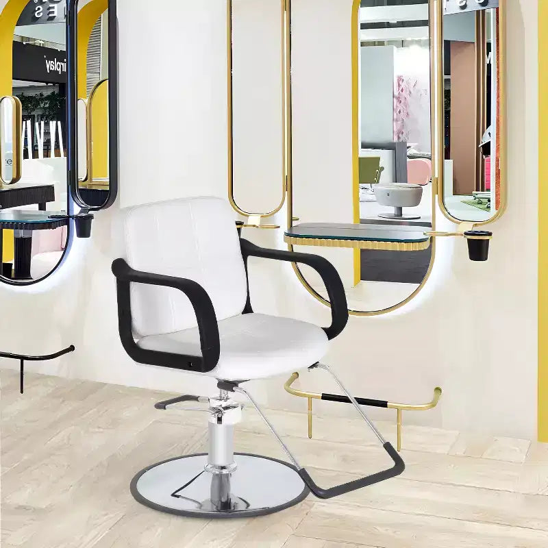 Fauteuil de Barbier Professionnel Fauteuil de Salon Pompe Hydraulique Robuste avec Base Pivotante