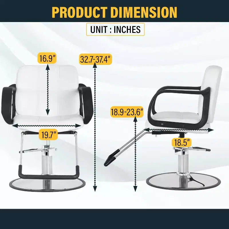 Fauteuil de Barbier Professionnel Fauteuil de Salon Pompe Hydraulique Robuste avec Base Pivotante