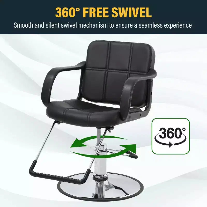 Fauteuil de Barbier Professionnel Fauteuil de Salon Pompe Hydraulique Robuste avec Base Pivotante