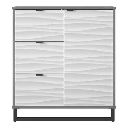 Monterey 1 Door / 3 Drawer Accent Cabinet, Faux Wave Pattern with Graphite