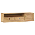 vidaXL VIGO Pine Wood TV Stand Entertainment Center with Storage - Honey Wax Finish, Metal Handles, 61.4 W x 15.7 H