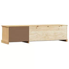 Meuble TV en pin avec rangements - Finition Cire Miel, Poignées Métal, 61.4 L x 15.7 H