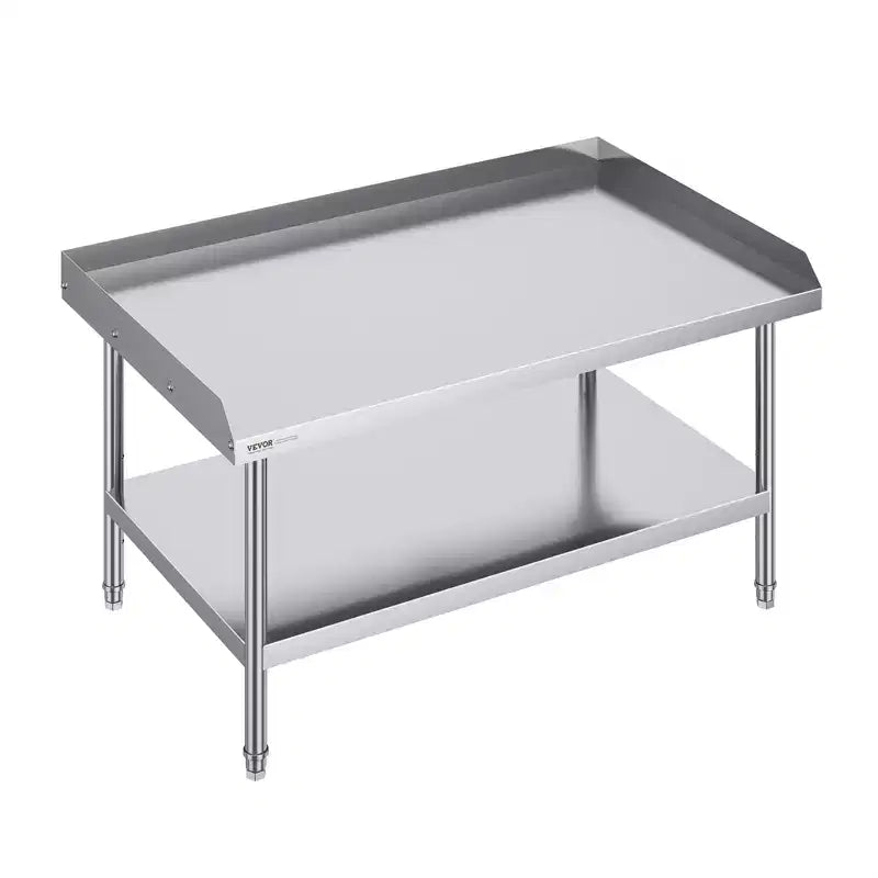 VEVOR Stainless Steel Work Table, 30 x 48 x 26 Inch Commercial Food Prep Worktable, 3-Sided Backsplash Heavy Duty Prep Worktable, Metal Work Table