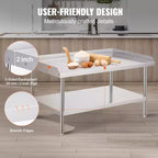 Table de travail en acier inoxydable, 30 x 48 x 26 pouces, table de préparation alimentaire commerciale, table de préparation robuste avec dosseret sur 3 côtés, table de travail en métal