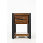 Jofran,Loftworks Modern Industrial Distressed Acacia Side Table with Drawer- Brown Color