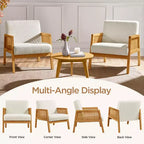 Ensemble de 2 fauteuils d'appoint rembourrés avec côtés en rotin pour salons, chambres