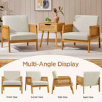 Ensemble de 2 fauteuils d'appoint rembourrés avec côtés en rotin pour salons, chambres