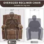 Fauteuil inclinable massant et chauffant surdimensionné avec télécommande, 3 positions réglables, porte-gobelets et support lombaire pour grandes tailles