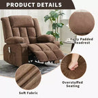 Fauteuil inclinable massant et chauffant surdimensionné avec télécommande, 3 positions réglables, porte-gobelets et support lombaire pour grandes tailles