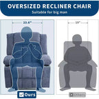 Fauteuil inclinable massant et chauffant surdimensionné avec télécommande, 3 positions réglables, porte-gobelets et support lombaire pour grandes tailles