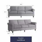 Canapé 3 places moderne en tissu de lin avec design à rivets