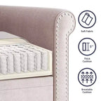 Canapé 3 places moderne en tissu de lin avec design à rivets