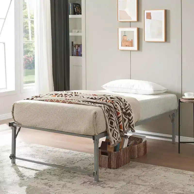 Cadre de lit de repos gigogne en métal double avec roulettes – Solution robuste, élégante et peu encombrante