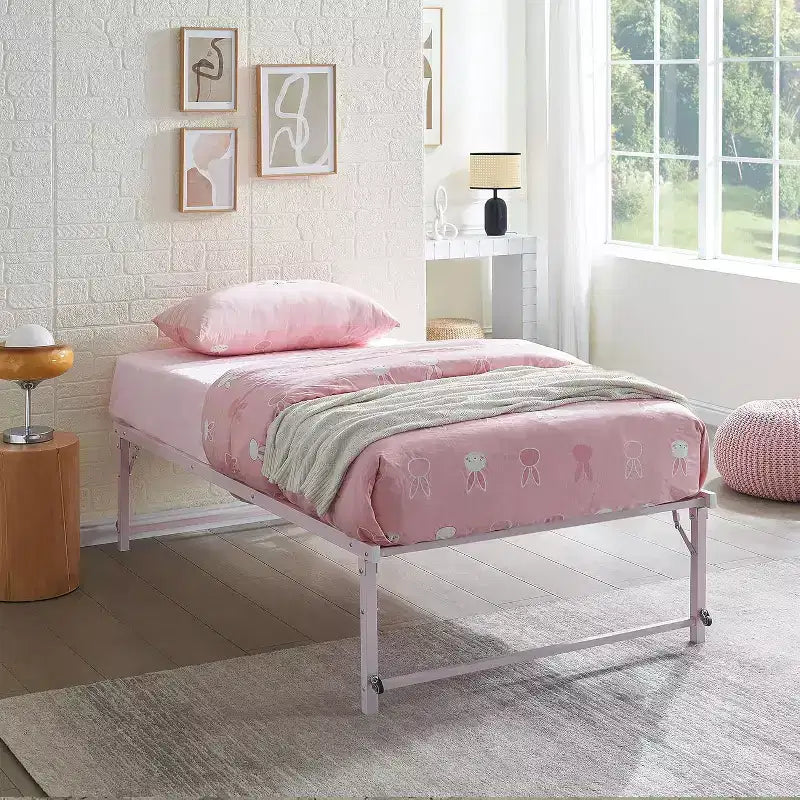 Cadre de lit de repos gigogne en métal double avec roulettes – Solution robuste, élégante et peu encombrante