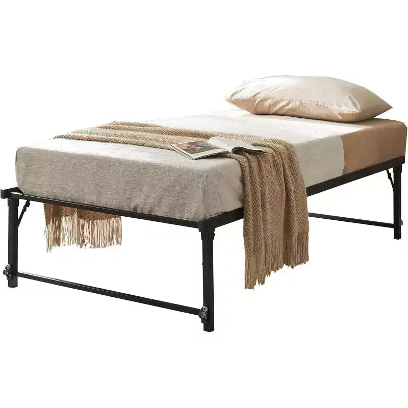 Twin Size Metal Pop up Trundle Day Bed Frame with Wheels- Sturdy and Elegant Space-Saving Solution