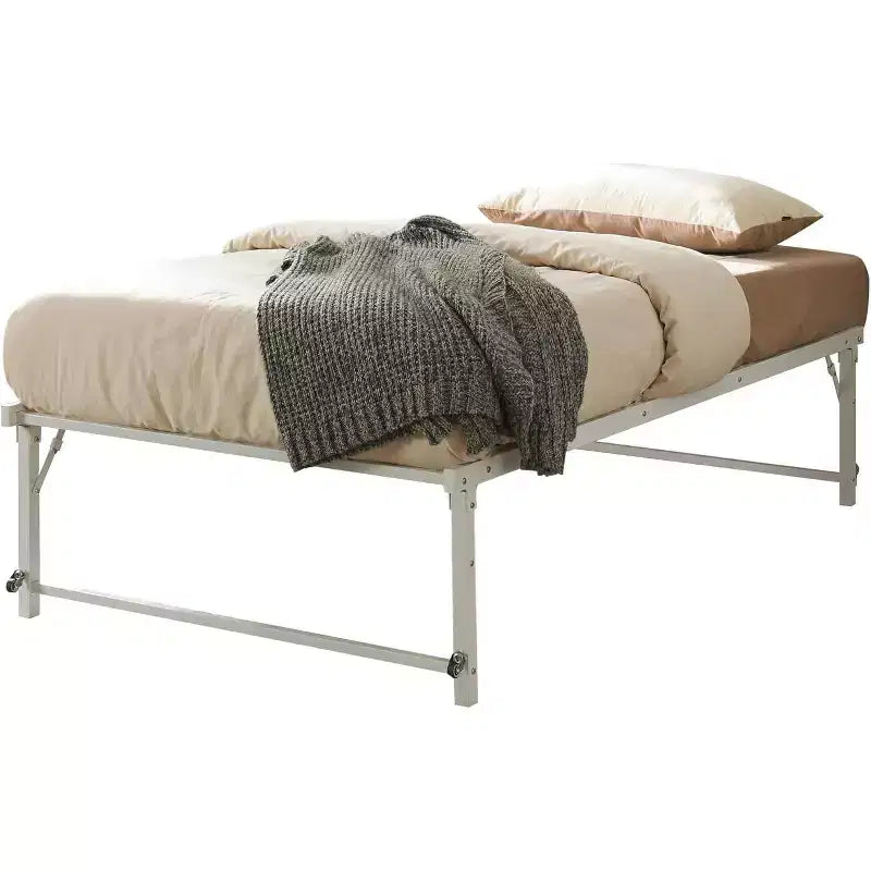 Cadre de lit de repos gigogne en métal double avec roulettes – Solution robuste, élégante et peu encombrante