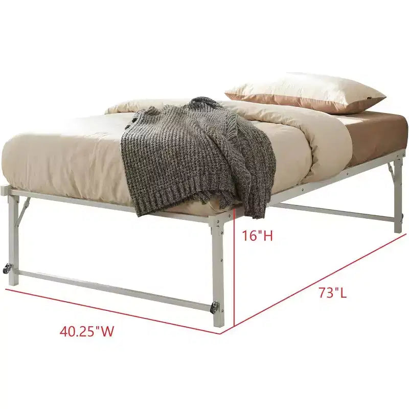 Cadre de lit de repos gigogne en métal double avec roulettes – Solution robuste, élégante et peu encombrante